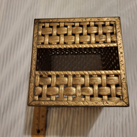 Golden Brass Tissue Box Cover, bed bath and beyond - Picture 2 of 12